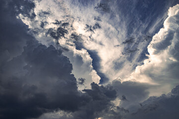 Fototapeta premium summer sky before a thunderstorm of gray and white clouds