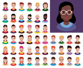 Large set of people avatars in flat style - vector
