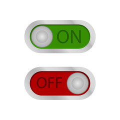 The buttons are red and green. On and off. Vector illustration.