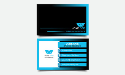 Modern Corporate Business Card Layout Set in Two Colors Black and Blue