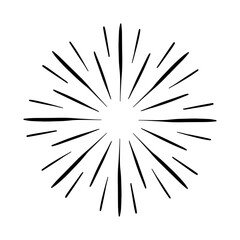 Fototapeta premium Vintage Sunburst Explosion. Handdrawn Design Graphic Element Fireworks Black Rays Vector