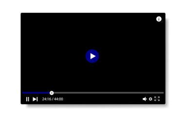 Video player window. Live video. Mockup video player. Vector illustration.