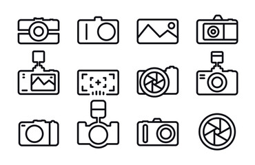 Set photo camera thin line icons. Photo and image icons. Vector icon