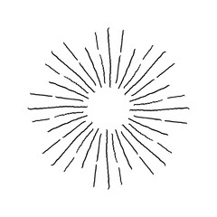 Obraz premium Vintage Sunburst Explosion. Handdrawn Projekt Graficzny Element Fajerwerki Czarne Promienie Wektor