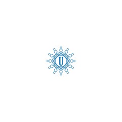 Letter U  logotype in blue color design