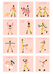 Zodiac signs - Aries, Tautus, Gemini, Cancer,Leo, Virgo,Libra, Sagittarius, Capricorn, Aquarius, Pisces, Scorpio. 