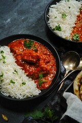 Creamy Butter Chicken/Murgh Makhani served with Roti and Basmati rice