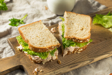 Fototapeta na wymiar Homemade Fresh Tuna Salad Sandwich