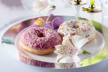 donuts in a plate on the table