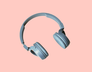 headphones on grey background