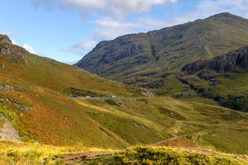 Fototapeta na wymiar The rugged landscape around Achallader in the Scottish Highlands