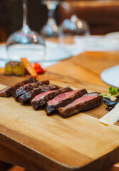 steak rare medium Mediterranean food tomato green meat food styling grilled old meat meat and vegetables on a plate