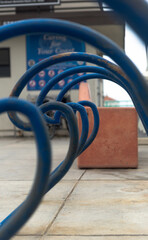close up bike rack Manhattan Beach Pier 3
