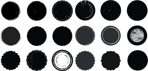 Grunge post Stamps Collection, Circles. Banners, Insignias , Logos, Icons, Labels and Badges Set . vector distress textures.blank shapes.