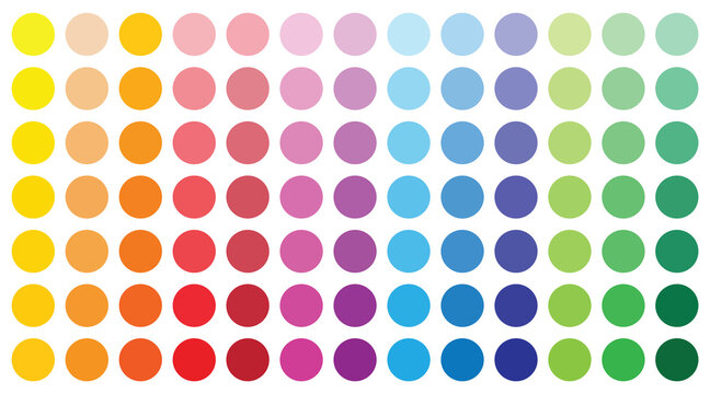Rainbow color template with polka dots isolated on white background.