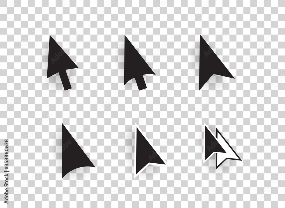 Poster Vector computer arrow cursors icon set isolated on transparent background