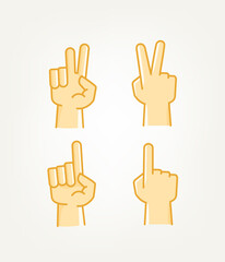 Hand gesture comic style vector icons set