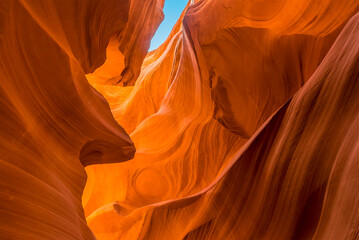A nose-shaped rock spur in the canyon wall of lower Antelope Canyon, Page, Arizona