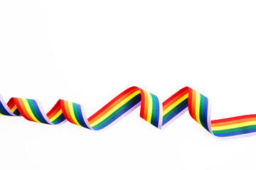 Fototapeta premium Rainbow ribbon. Gay pride month. Lgbt community. Pride day flag.