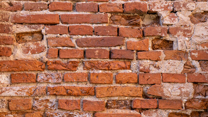 Old Brick Wall Texture of the Destroyed Castle and Church