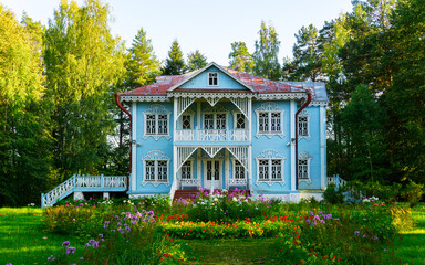 blue country house on the museum of writer Ostrovsky