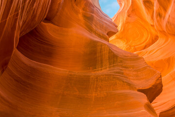 Sweeping striations on the walls of lower Antelope Canyon, Page, Arizona