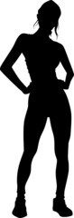 Pretty fitness girl vector silhouette