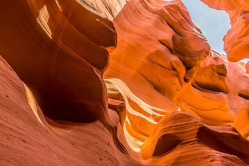 Rock protrusions on the concave walls of lower Antelope Canyon, Page, Arizona