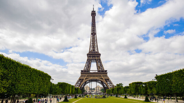 It's Eiffel Tower in Paris, France. The Eiffel tower was created by Gustave Eiffel and the construction was completed in 1889