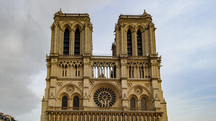 Fototapeta na wymiar It's Notre Dame de Paris (Our Lady of Paris) in Paris, France. It's a historic Catholic cathedral on the eastern half of the Île de la Cité