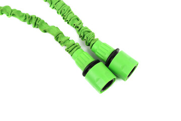 garden hose watering system with quick-release connector isolated on white