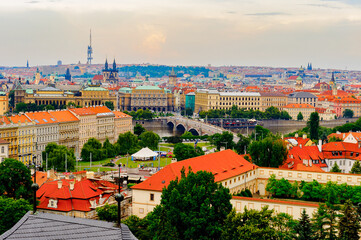 Fototapeta na wymiar Saturated landscape of Prague (Praha), capital of the Czech Republic.