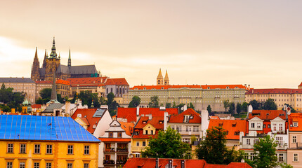 Cityscape of Prague during the sunset