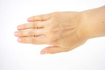 female hand on a white background, woman's hand isolated