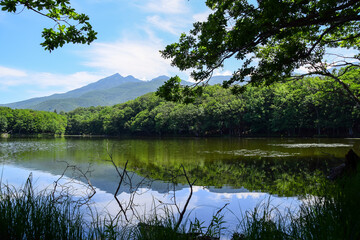 Beautiful summer landscape in Shiretoko Goko lake in Hokkaido, Japan.