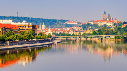 Fototapeta premium Orange roofs of Prague, the capital of the Czech Republic