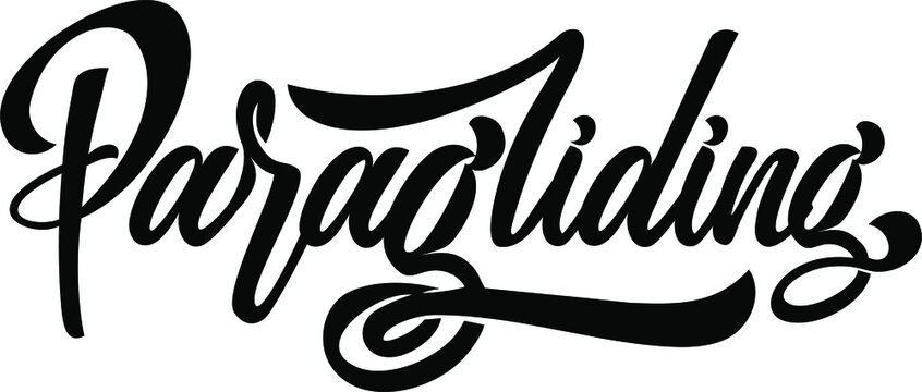 Paragliding logo design. Hand drawn lettering illustration. Made for extreme sport events, production. Good as t-shirt print, sticker.