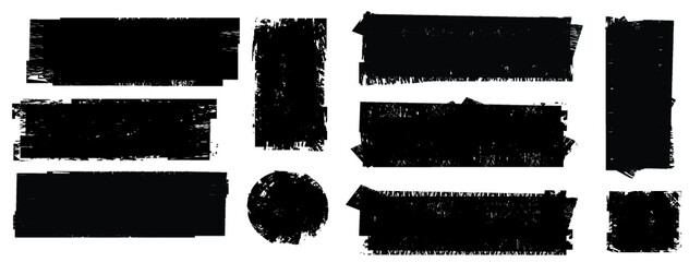 Grunge Paint Roller . Vector brush Stroke . Distressed banner . Black stripes isolated. paintbrush collection . Modern Textured shape . Dry border in Black . Bulge lines
