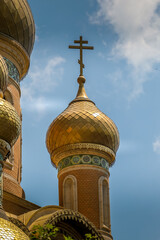 Classic Russian Christian Orthodox church golden plated