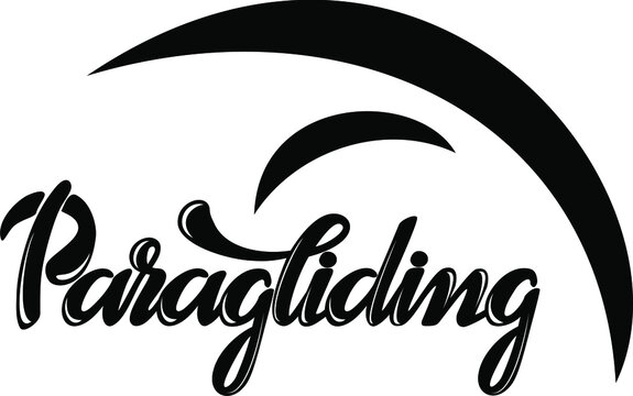Paragliding logo design. Hand drawn lettering illustration. Made for extreme sport events, production. Good as t-shirt print, sticker.