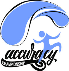 Accuracy Championship text. Hand lettering illustration made in modern calligraphy font. Extreme sport events logo.