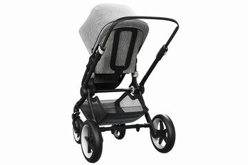 3D render of a stylish modern stroller on a white background