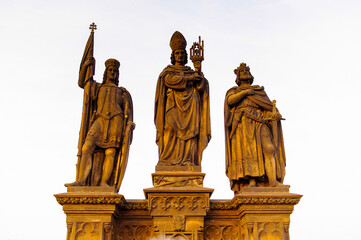 Staue on the Charles Bridge, a famous historic bridge that crosses the Vltava river in Prague, Czech Republic.