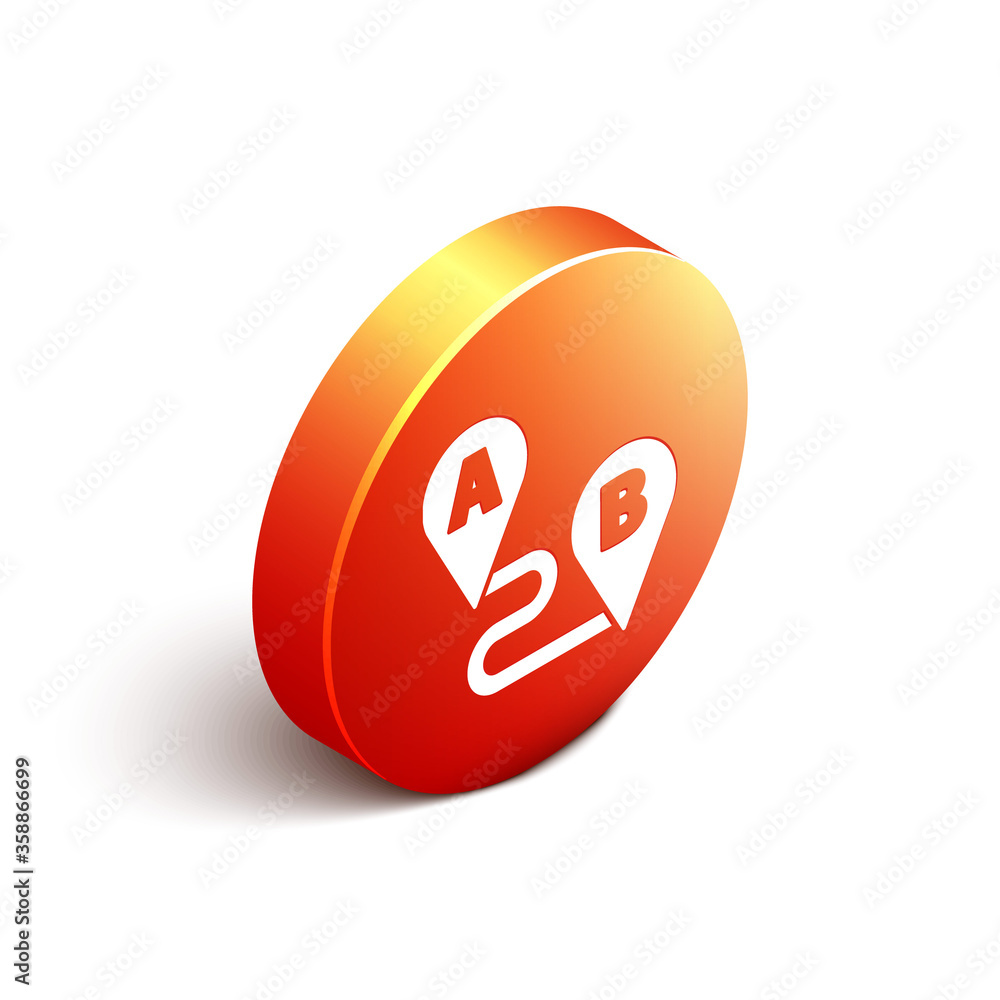 Poster isometric route location icon isolated on white background. map pointer sign. concept of path or roa
