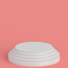 Background, mock up scene geometry shape frame for product display and presentation, 3d rendering illustration peach color