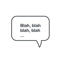 Text box Blah blah blah. Vector icon isolated on white background.
