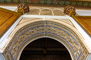 Obraz premium Morocco,Marrakesh, Dec 1, 2019: Bahia Palace is a palace and a set of gardens built in 19th century,intended to be the greatest palace of its time. The name means 