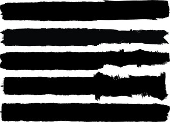 Grunge Paint Roller . Vector brush Stroke . Distressed banner . Black stripes isolated. paintbrush collection . Modern Textured shape . Dry border in Black . Bulge lines