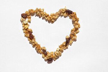 muesli heart on a white background