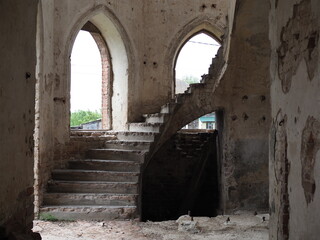 Ruins of the ancient Lutheran church in Saratov, Russia. The building in 1907 was built by the Germans of the Volga region, destroyed by the communist vandals during the revolution